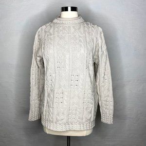 LL Bean sweater fisherman style beige size M